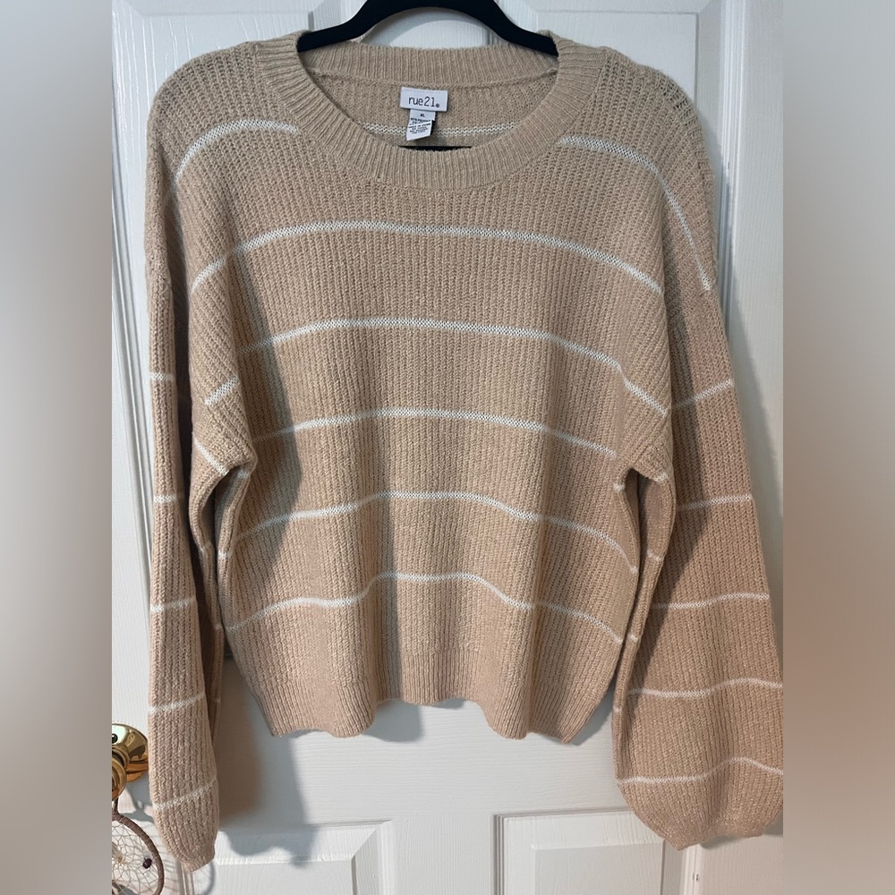 Woman’s Tan Striped Sweater XL